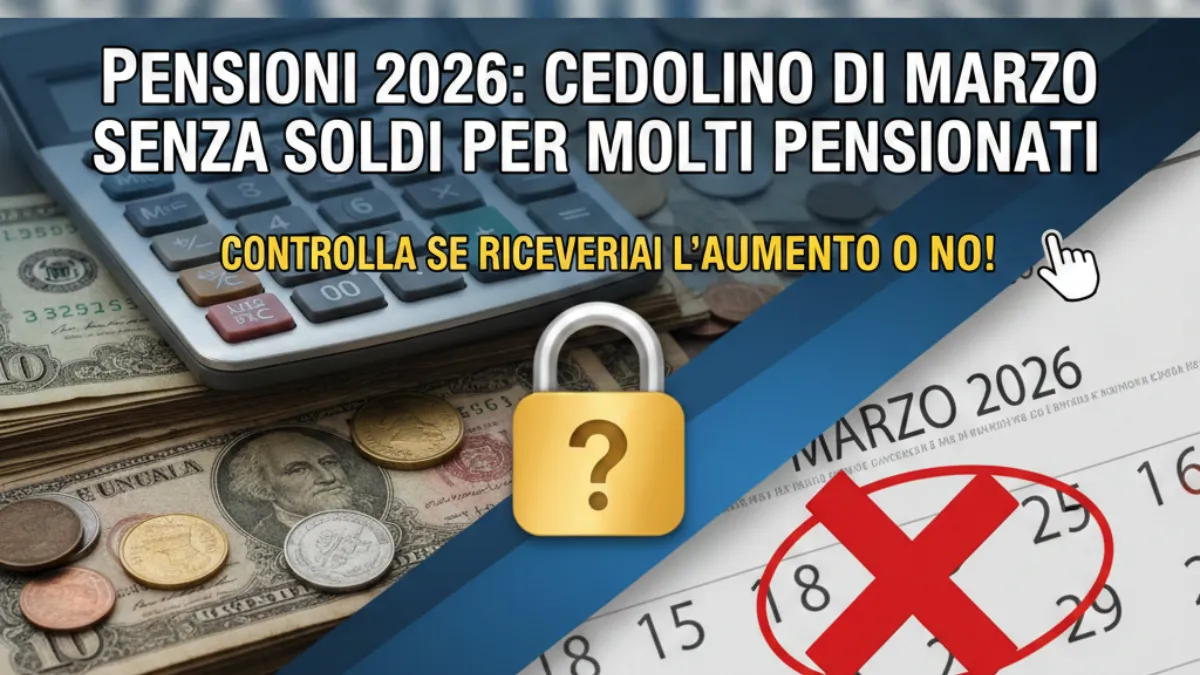 Pensioni 2026: Cedolino di Marzo senza soldi per molti Pensionat